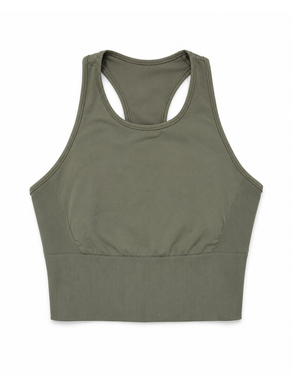 Lululemon High Neck Longline Sports Bra Crop Tank Olive Green Yoga Athletic
